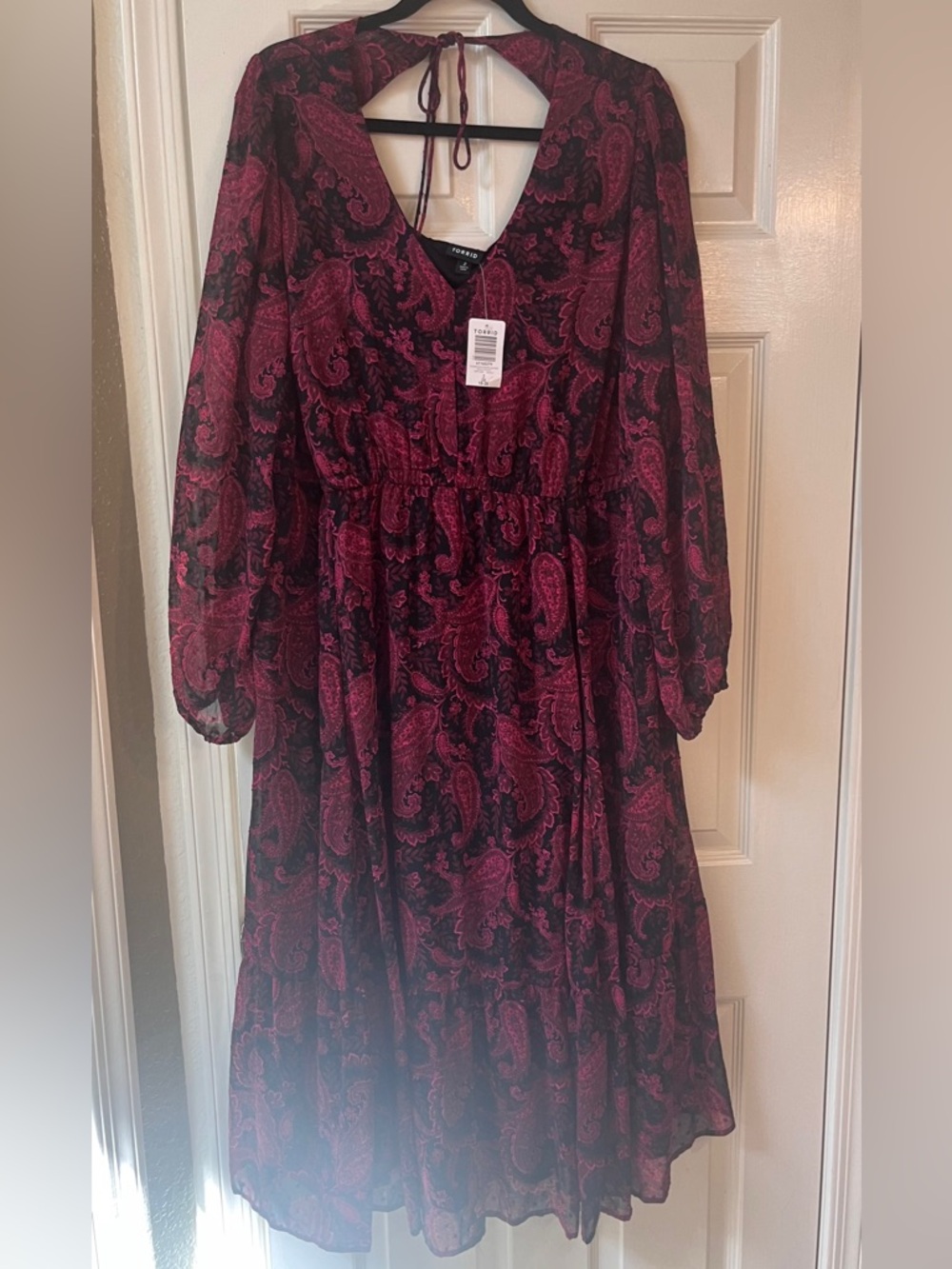 NWT torrid Wine Paisley Long-Sleeve V-Neck Dress
